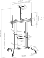 Hagor BrackIT Stand HD XXL 65"-120" LCD TV/Monitor gurulós tartó - Fekete (1 kijelző)