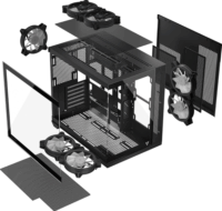 Modecom Volcano Panorama Apex ARGB 7F Számítógépház - Fekete