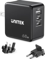 Unitek P1117B USB-A / 2x USB-C Hálózati gyorstöltő Adapter 65W - Fekete