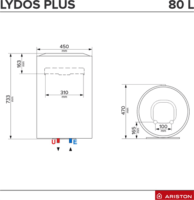 Ariston Lydos Plus 80 V 1,8K EN EU Elektromos Forróvíztároló Bojler 80 Liter