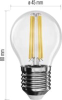 Emos LED Filament Mini Globe Izzó 3,4W 470lm 2700K E27 - Meleg Fehér