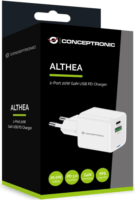 Conceptronic ALTHEA15W GaN USB-A / USB-C Hálózati töltő Adapter 20W - Fehér