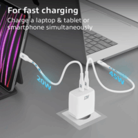 ACT AC2165 2 x USB-C Hálózati töltő - Fehér 65W