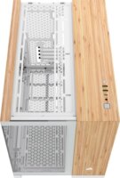 Corsair 2500X Mini Tower Extended ATX számítógépház - Fehér fém / Bambusz fa