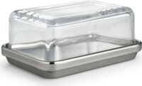 Alessi ES03 Butterdose Rozsdamentes Acél Vajtartó Üvegfedővel - Átlátszó / Ezüst