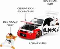 Jada Street Fighter Ryu Nissan Skyline GTR fém autó modell 1:24
