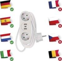 Emos P0221U 2xAC/2xUSB/1xType-C 1,5 m elosztó - Fehér