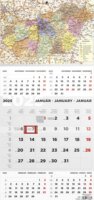 Kalendart 290 x 628mm 2025 Öt Hónapos Speditőrnaptár - Magyarország Térkép