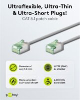 goobay Ultraflexibles U/FTP Cat 8.1 RJ45 Slim Patch kábel 2m - Szürke