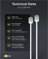 goobay Ultraflexibles U/FTP Cat 8.1 RJ45 Slim Patch kábel 1m - Fehér