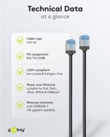 goobay Ultraflexibles U/FTP Cat 6a RJ45 Slim Patch kábel 2m - Fekete