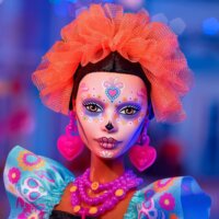 Mattel HRM72 Barbie Signature Día de Muertos 2024 Fodros fekete ruha gyűjtői baba