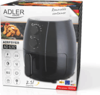 Adler AD 6312 Air Fryer Forrólevegős sütő 2.5L 1600 Watt - Fekete