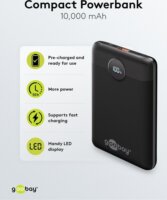 Goobay 65868 Kompakt Powerbank 10000mAh 15W (3A / 5V) - Fekete