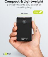 Goobay 65868 Kompakt Powerbank 10000mAh 15W (3A / 5V) - Fekete