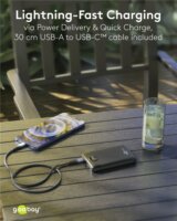 Goobay 65868 Kompakt Powerbank 10000mAh 15W (3A / 5V) - Fekete