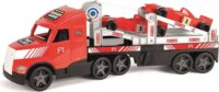 Wader Magic Truck Action F1 autószállító kamion versenyautókkal 79cm - Piros