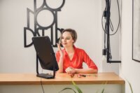 Humanas HS HM01 LED Asztali Kozmetikai sminktükör 32 x 47 cm - Fekete