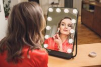 Humanas HS HM01 LED Asztali Kozmetikai sminktükör 32 x 47 cm - Fekete