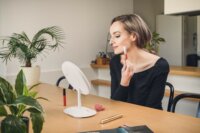 Humanas HS ML03 LED Asztali Kozmetikai Sminktükör 21 x 30 cm - Fehér