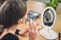 Humanas HS ML03 LED Asztali Kozmetikai Sminktükör 21 x 30 cm - Fehér