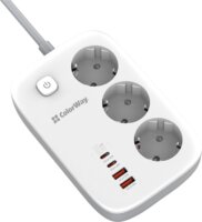 Colorway 220V 2x USB-A / 2x USB-C Hálózati elosztó 3 aljzatos 2m - Fehér