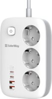 Colorway 220V 2x USB-A / 2x USB-C Hálózati elosztó 3 aljzatos 2m - Fehér