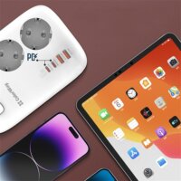 Colorway 220V 2x USB-A / 2x USB-C Hálózati elosztó 3 aljzatos 2m - Fehér