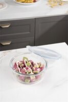 TOO KT-90 Hőálló Üveg kerek ételtároló csatolható műanyag tetővel 0,95L - Átlátszó