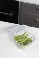 TOO KT-85 Hőálló Üveg négyzet alakú ételtároló csatolható műanyag tetővel 0,32L - Átlátszó