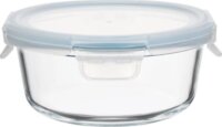 TOO KT-89 Hőálló Üveg kerek ételtároló csatolható műanyag tetővel 0,65L - Átlátszó