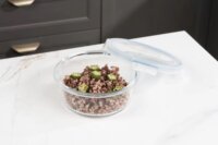 TOO KT-89 Hőálló Üveg kerek ételtároló csatolható műanyag tetővel 0,65L - Átlátszó