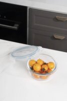 TOO KT-88 Hőálló Üveg kerek ételtároló csatolható műanyag tetővel 0,40L - Átlátszó