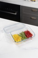 TOO KT-84 Hőálló Üveg téglalap alakú ételtároló csatolható műanyag tetővel 1.52L - Átlátszó