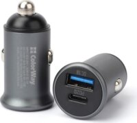 Colorway CW-CHA029PD-GR USB-C (PD) + USB-A 3.0 Autós gyorstöltő 38W - Szürke