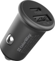 Colorway CW-CHA029PD-GR USB-C (PD) + USB-A 3.0 Autós gyorstöltő 38W - Szürke