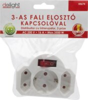 Delight 05674 Hálózati Dugalj 3 aljzatos elosztó kapcsolóval - Fehér