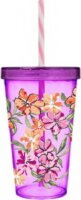 Iris Mix Coloured 660ml Műanyag pohár szívószállal - Kék/rózsaszín/zöld színekben