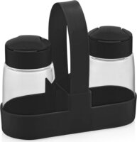 Iris C-00467 Drop Üveg Fűszerszóró szett tartóval 2x100ml - Fekete / Elefántcsont