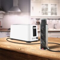 Delight 20430B Süllyesztett Rejtett elosztó 3 aljzatos 1.5m - Fekete/Ezüst