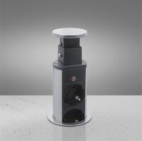 Delight 20430B Süllyesztett Rejtett elosztó 3 aljzatos 1.5m - Fekete/Ezüst