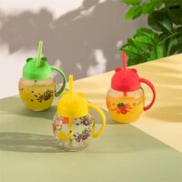 Iris C-00373 Cute 370ml Üveg bögre szívószállal - Piros / zöld / sárga