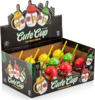 Iris C-00373 Cute 370ml Üveg bögre szívószállal - Piros / zöld / sárga