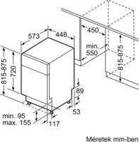 Bosch SPU4HMS10E Serie 4 Beépíthető mosogatógép 45 cm 12 teríték