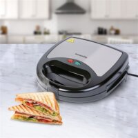 Bewello BW1024 3in1 Szendvicssütő gofrisütő és grill 800W - Fekete / Szürke