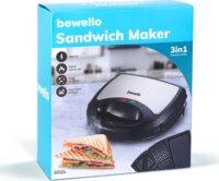 Bewello BW1024 3in1 Szendvicssütő gofrisütő és grill 800W - Fekete / Szürke