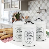 Maestro MR-1771 Paris Maison Fém ételtároló doboz 3 darabos készlet 1,4L - Fehér / mintás