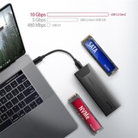 Axagon EEM2-GTS2 M.2 NVMe/SATA USB-C 3.2 Gen 2 külső SSD ház - Szürke