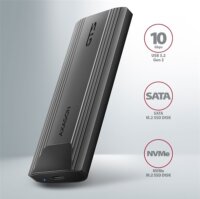 Axagon EEM2-GTS2 M.2 NVMe/SATA USB-C 3.2 Gen 2 külső SSD ház - Szürke