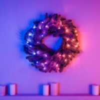 Twinkly Beltéri 50 RGB LED Elővilágított Adventi Koszorú - Zöld